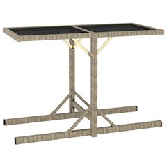 Outdoor Table Beige Poly rattan, powder-coated steel, glass