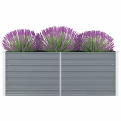 Raised Garden Bed Grey Galvanized Steel 63 x 31.5 x 17.7 in