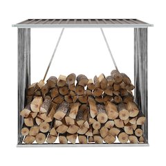 vidaXL Garden Log Storage Shed Galvanized Steel 64.2"x32.7"x60.6" Brown 7090