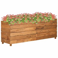 Raised Bed Mixed wood tones Recycled teak wood, Steel Large
