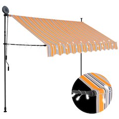 Retractable Awning Yellow and Blue Polyester with PU coating, Steel