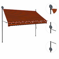Retractable Awning Orange and Brown Polyester with PU coating, Steel