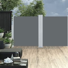 Side Awning Anthracite Polyester with PU coating 55.1x236.2 in