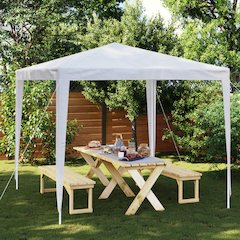 Party Tent White Polyethylene, Iron 8.2 x 8.2 ft