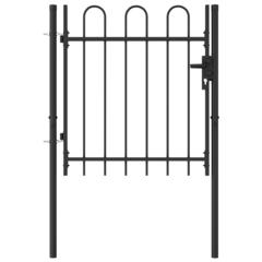 vidaXL Fence Gate Single Door with Arched Top Steel 39.4"x39.4" Black, 146029