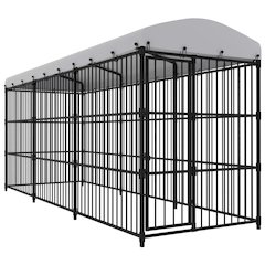 Dog Kennel Black and White Steel, Polyethylene Large Durable
