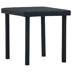 Garden Table Black PE Rattan and Powder-Coated Steel Compact