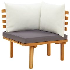 Garden Corner Sofa Natural, dark gray, white Solid acacia wood