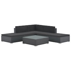 Sofa Set Black PE rattan Large Modular Garden Lounge Set