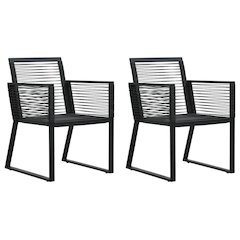 Outdoor Chair Set of 2 Minimalistic Garden Chairs Rectangular