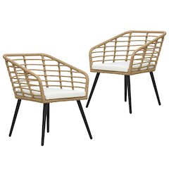 Garden Chair Set of 2 Oak PE rattan Medium Ergonomic
