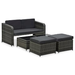 Outdoor Dining Set Anthracite Poly Rattan Medium Expandable