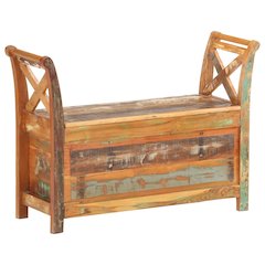 Hall Bench Dark brown Solid reclaimed wood 40.6 in wide, 13 in deep