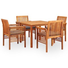 Outdoor Dining Set Brown frame with dark grey cushions