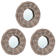 Mirror Natural Rattan Wicker 5.9 in Diameter Wall mounting