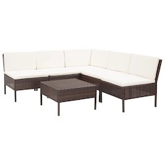 Garden Lounge Set Brown PE Rattan Medium Modular