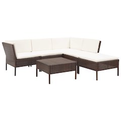 Garden Lounge Set Brown, Cream White