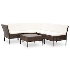 Garden Lounge Set Brown, Cream White