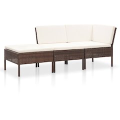 Garden Lounge Set Brown,Cream White