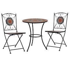Mosaic Bistro Set Terracotta, Gray, Orange