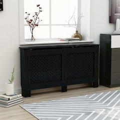vidaXL Radiator Cover Black 59.8"x17.5"x31.9" MDF, 288195