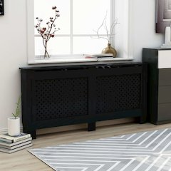 vidaXL Radiator Cover Black 67.7"x17.5"x31.9" MDF, 288198
