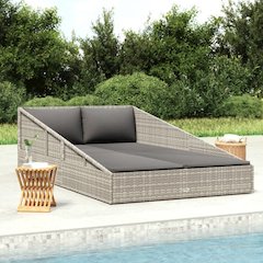 Daybed Grey and Dark Grey (cushion) Steel and PE Rattan
