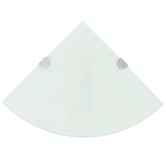 Corner Shelf Set of 2 White Tempered glass 9.8 x 9.8 in