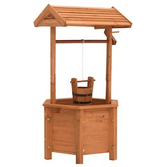 Wishing Well Planter Brown Firwood with water based paint Medium