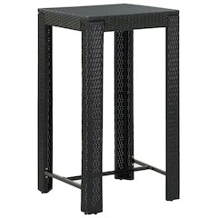 Bar Table Black PE rattan, Powder-Coated Steel Counter Height