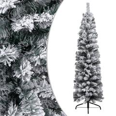 Artificial Christmas Tree Green PVC, Steel Slim Ornaments