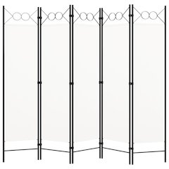 vidaXL 5-Panel Room Divider Cream White 78.7"x70.9"