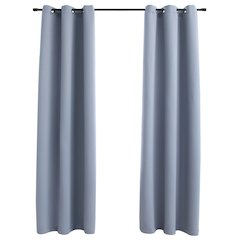 vidaXL Blackout Curtains with Rings 2 pcs Gray 37"x95" Fabric, 134848