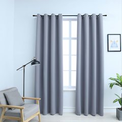 vidaXL Blackout Curtains with Rings 2 pcs Gray 54"x84" Fabric, 134850