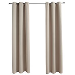 vidaXL Blackout Curtains with Rings 2 pcs Beige 37"x84" Fabric, 134853