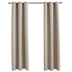 vidaXL Blackout Curtains with Rings 2 pcs Beige 37"x95" Fabric, 134854