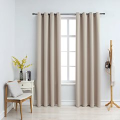 vidaXL Blackout Curtains with Rings 2 pcs Beige 54"x63" Fabric, 134855