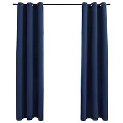 vidaXL Blackout Curtains with Rings 2 pcs Navy Blue 37"x63" Fabric, 134858