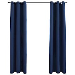 vidaXL Blackout Curtains with Rings 2 pcs Navy Blue 37"x95" Fabric, 134860