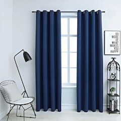 vidaXL Blackout Curtains with Rings 2 pcs Navy Blue 54"x63" Fabric, 134861