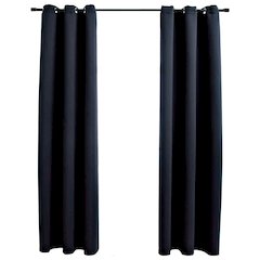 vidaXL Blackout Curtains with Rings 2 pcs Black 37"x63" Fabric, 134834