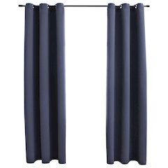 vidaXL Blackout Curtains with Rings 2 pcs Anthracite 37"x63" Fabric, 134840