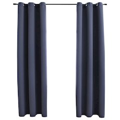 vidaXL Blackout Curtains with Rings 2 pcs Anthracite 37"x84" Fabric, 134841