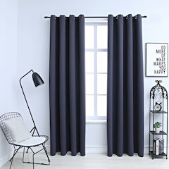 vidaXL Blackout Curtains with Rings 2 pcs Anthracite 54"x84" Fabric, 134844