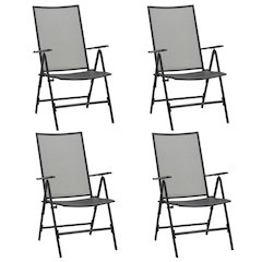 Folding Chair Set of 4 Anthracite Steel Standard Foldable