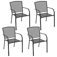 Outdoor Chair Set of 4 Anthracite Steel Medium Stackable