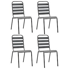 Outdoor Chair Set of 4 Dark Grey E-coated Steel Standard