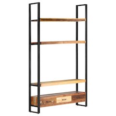 Bookshelf Multicolour Solid Reclaimed Wood, Powder-Coated Iron
