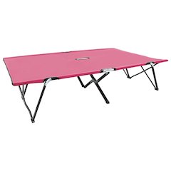 Sun Lounger Pink 600D polyester with PE coating, Powder-coated steel
