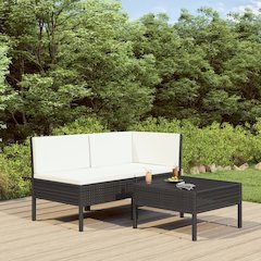Garden Furniture Set Black, Cream White